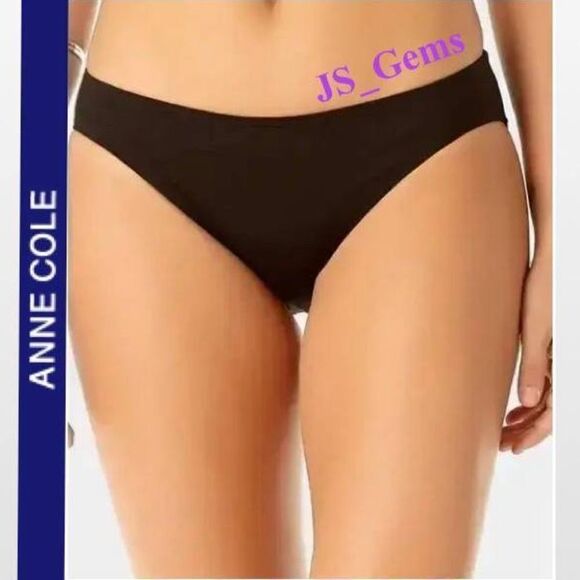 Anne Cole Triangle Swimwear Bikinis Hipster Bottoms Black Size 12 - Picture 1 of 16
